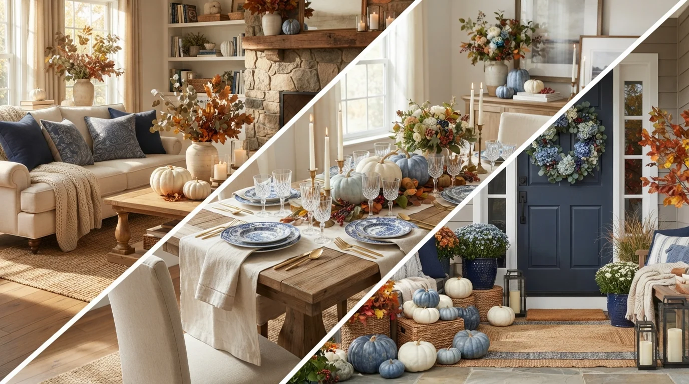 24 Blue and White Fall Decor Ideas for a Cozy and Elegant Home