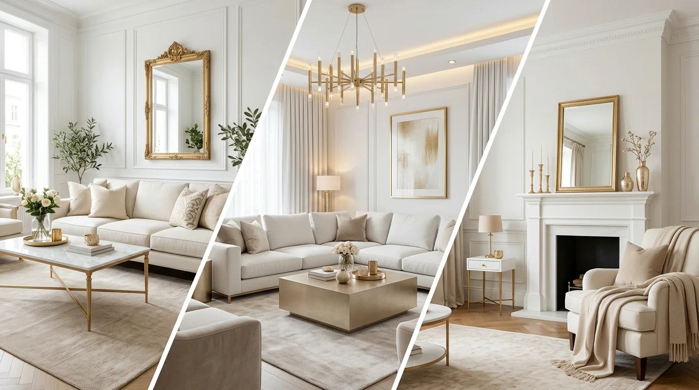White and Gold Living Room Ideas